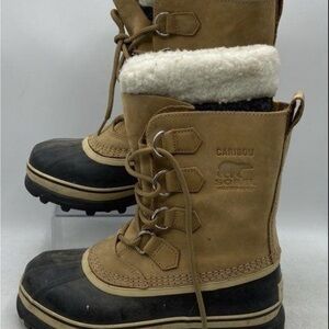 Sorel Tan and Black Caribou Women’s Sz 7 Insulated Boots